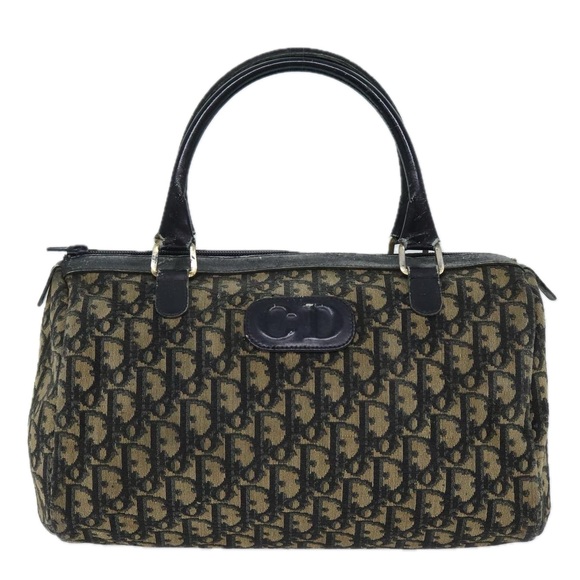 Christian Dior Trotter Canvas Hand Bag Navy Gold Auth 93865 - Picture 13 of 16